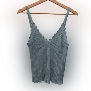 GANNI Metallic Knitted Tank Top